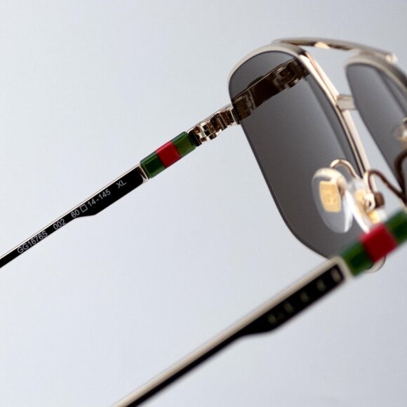 Gucci GG1676S 002 Men NAVIGATOR BRAND NEW Sunglasses Gold Brown Aviator - Picture 8 of 12